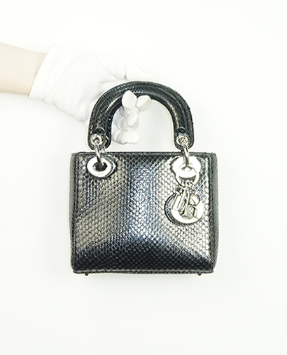 Lady Dior, &pound;2,250, Handbags, Black, Python, Front view